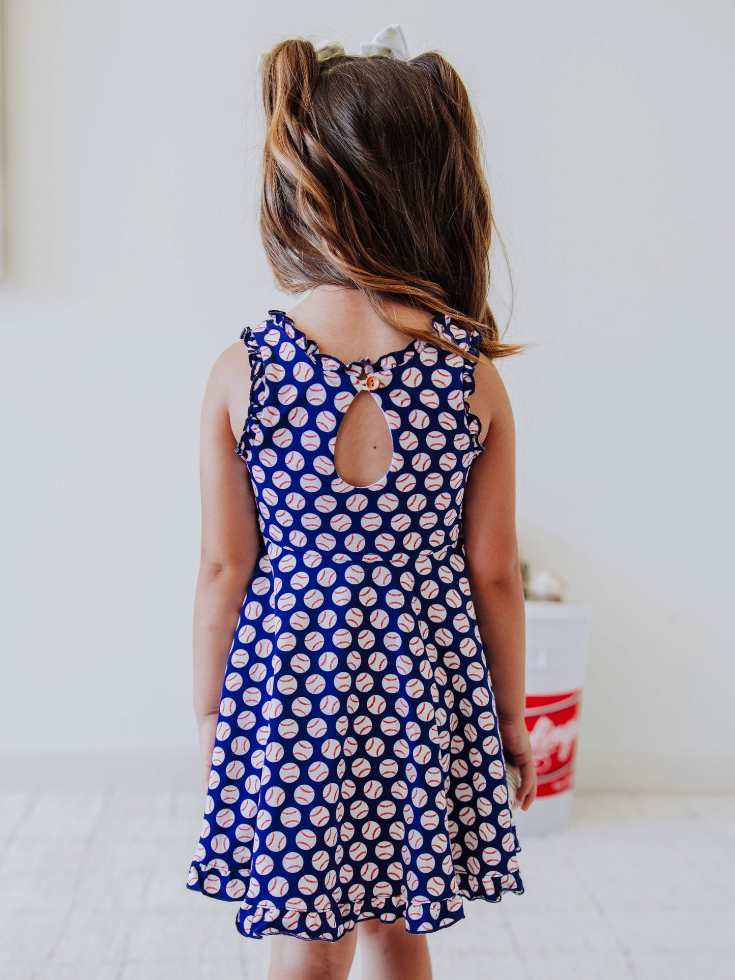 Ruffled Trim Dress - Home Run in Navy