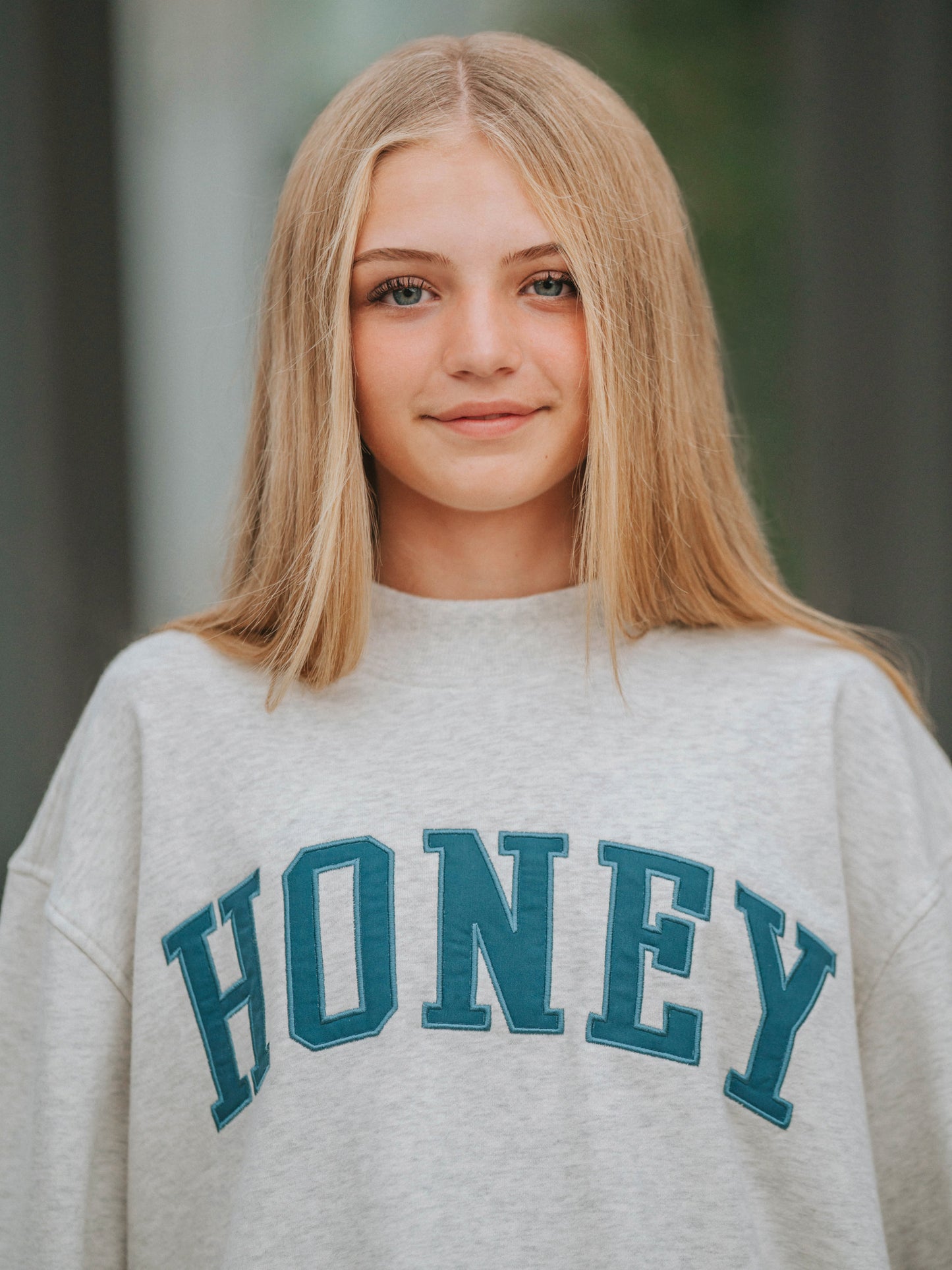Mock Neck Sweat Set - Honey Navy on Gray