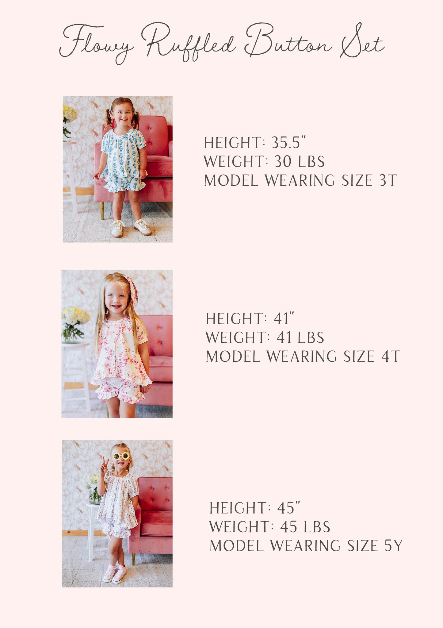 Flowy Ruffled Button Set - Floral Drop Stripe