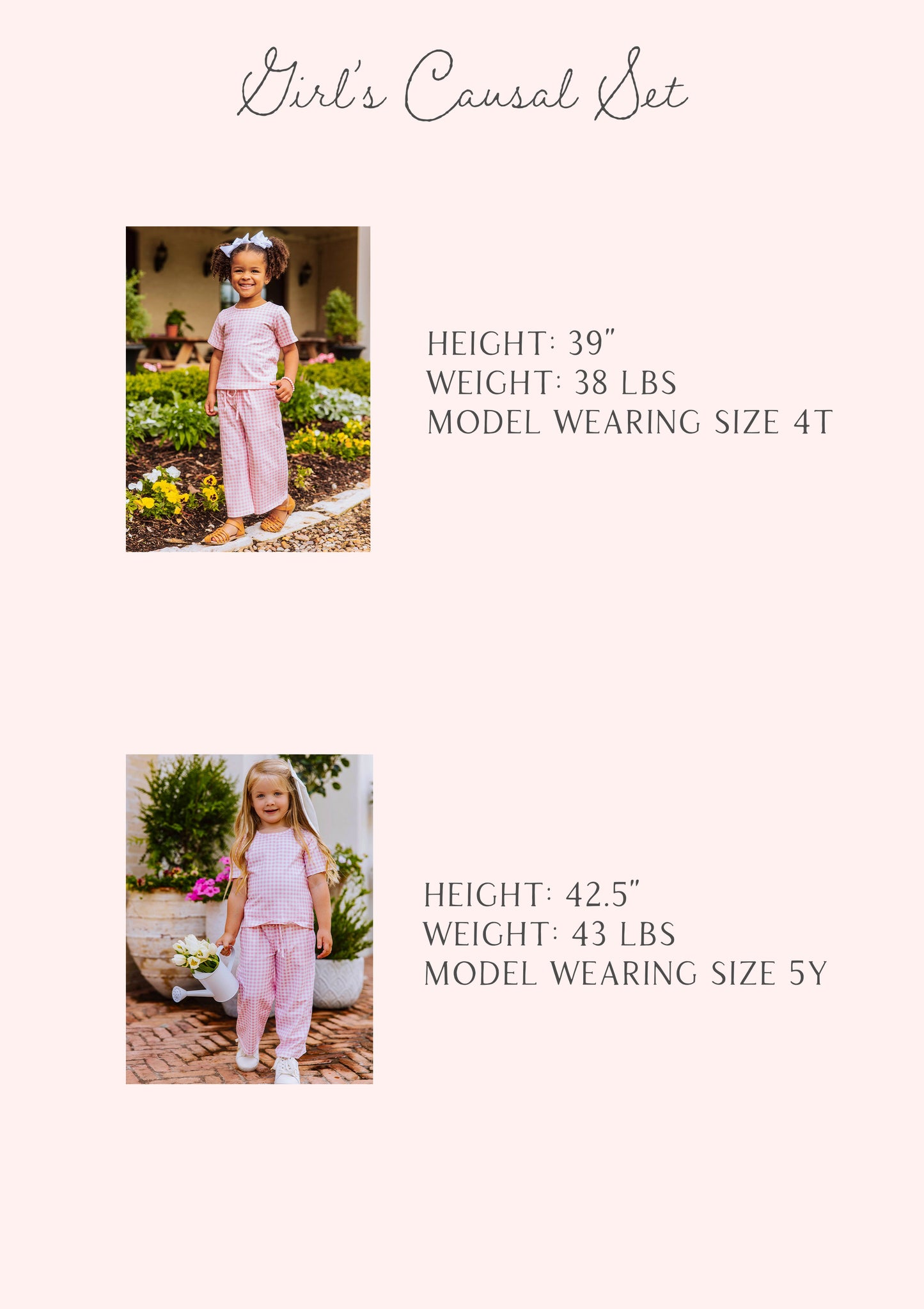 Girl's Casual Set - Pink Gingham