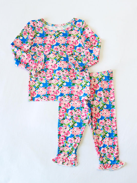 Cloud Fitted Ruffled Pajamas - Joyful Poppies