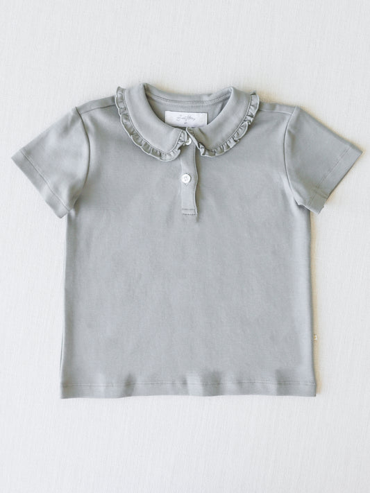 Ruffled Polo Shirt - Steel Gray