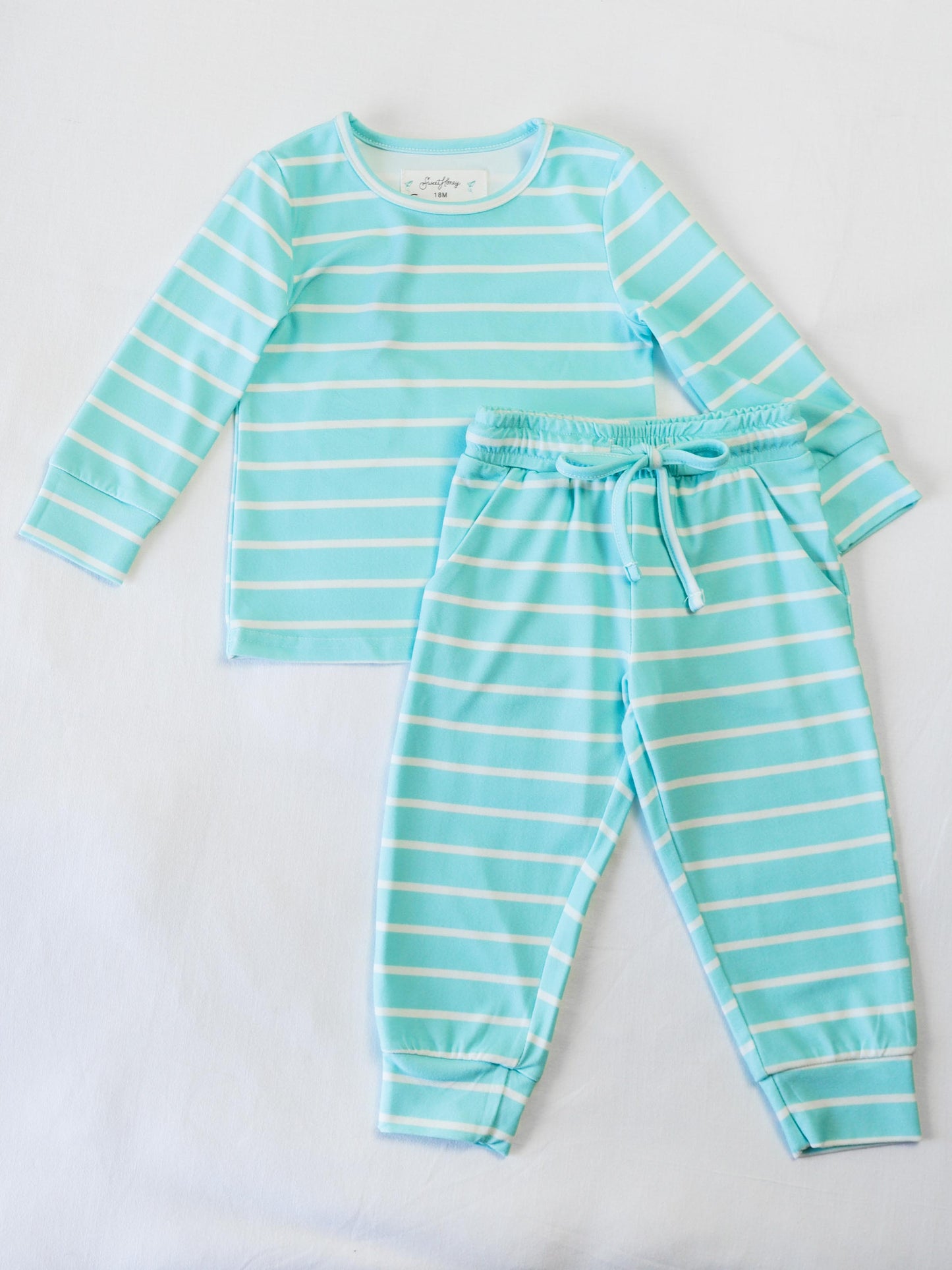 Jogger Play Set - Aqua Blue Stripe