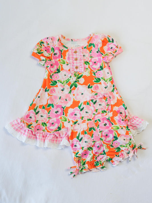 Everyday Play Dress - Glowing Pink Flowers