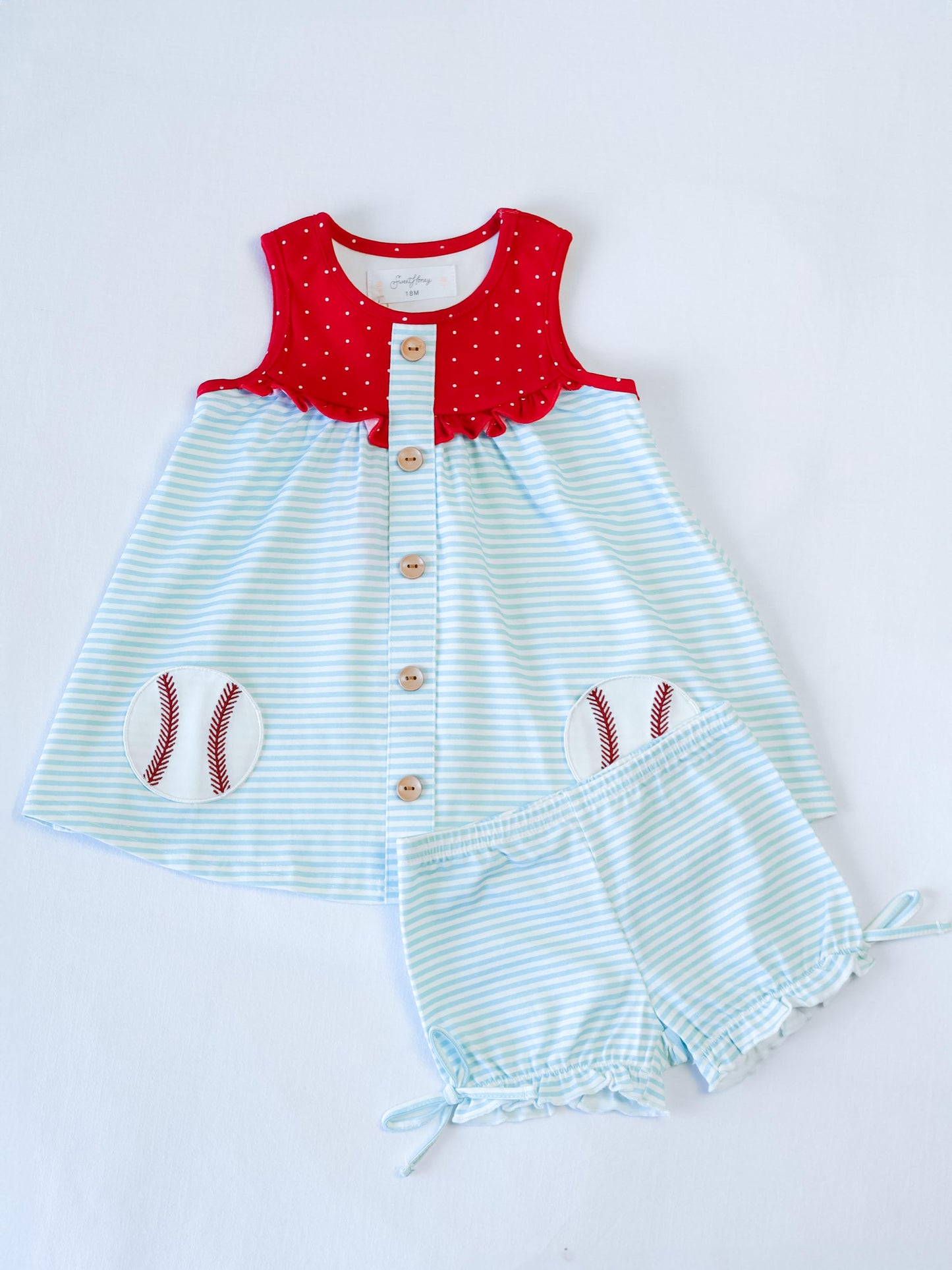 Out to Play Set - Baseball Light Blue Stripes