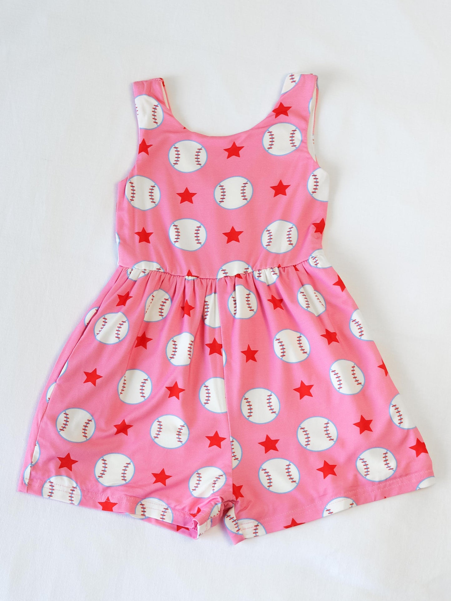 Short Leggy Romper - Allstar Baseball Pink