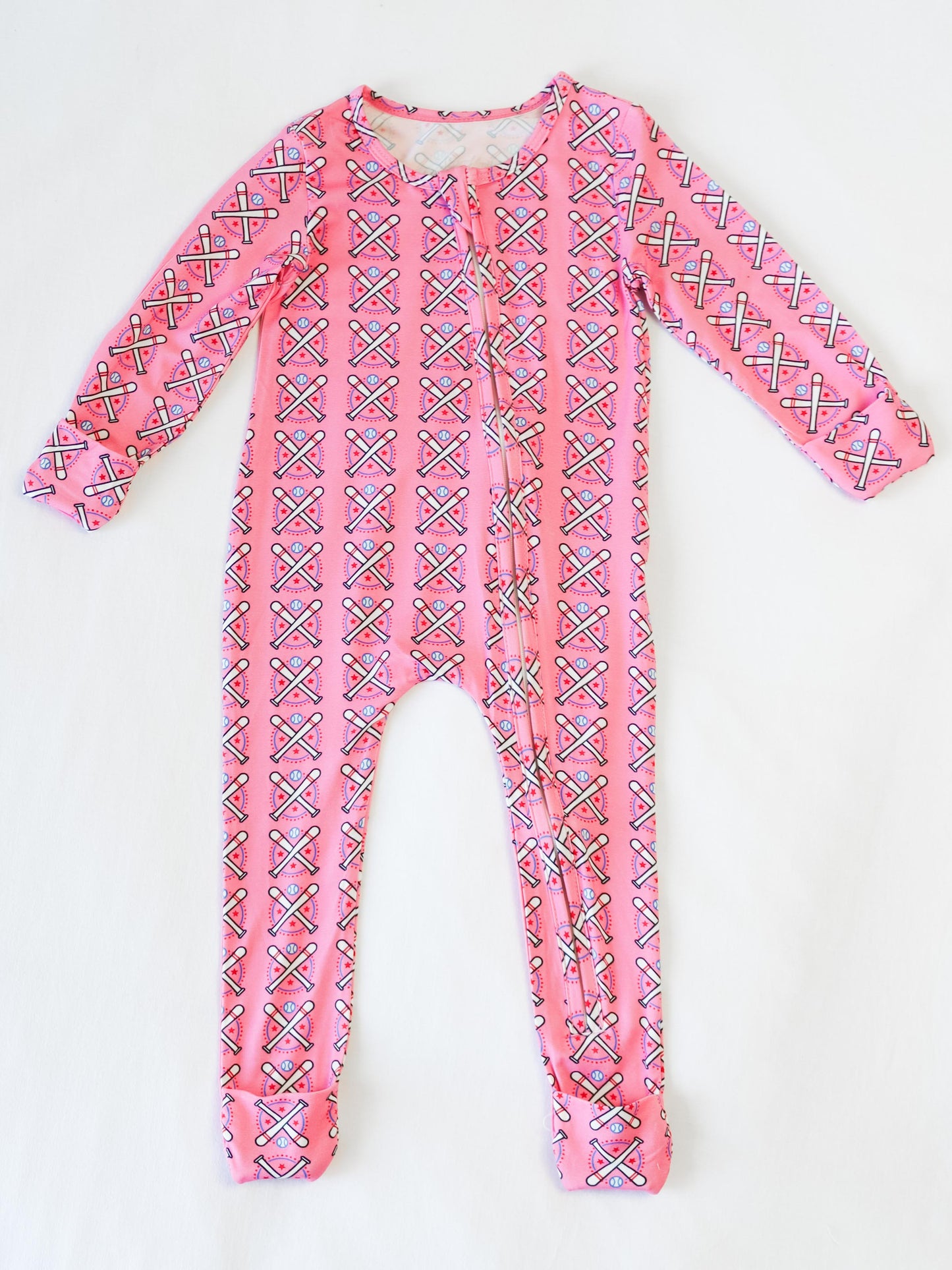 Cloud Layette - Baseball Bats Pink