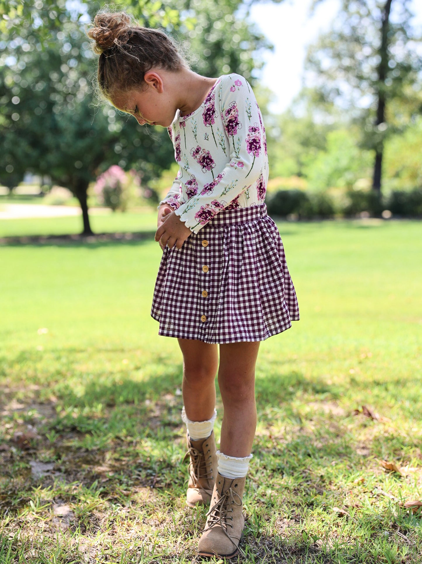 Garden Skort - Sugar Plum Check