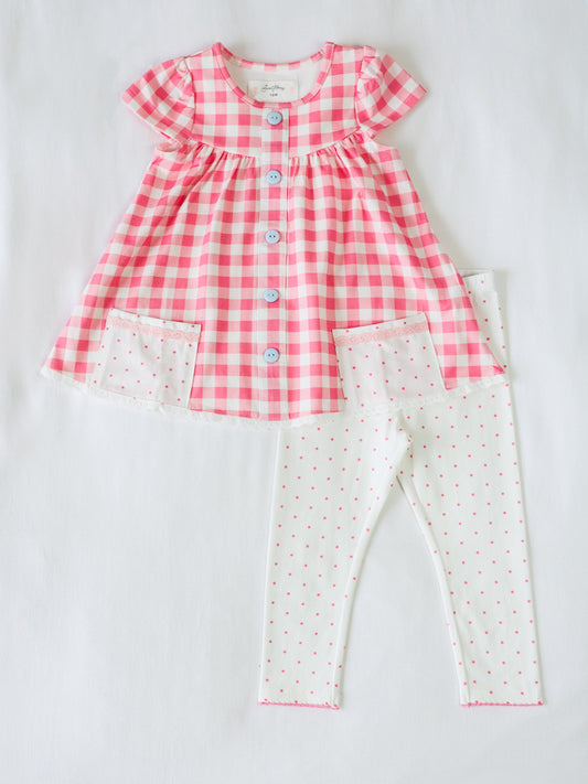 SS Out to Play Set - Pink Gingham Dotty