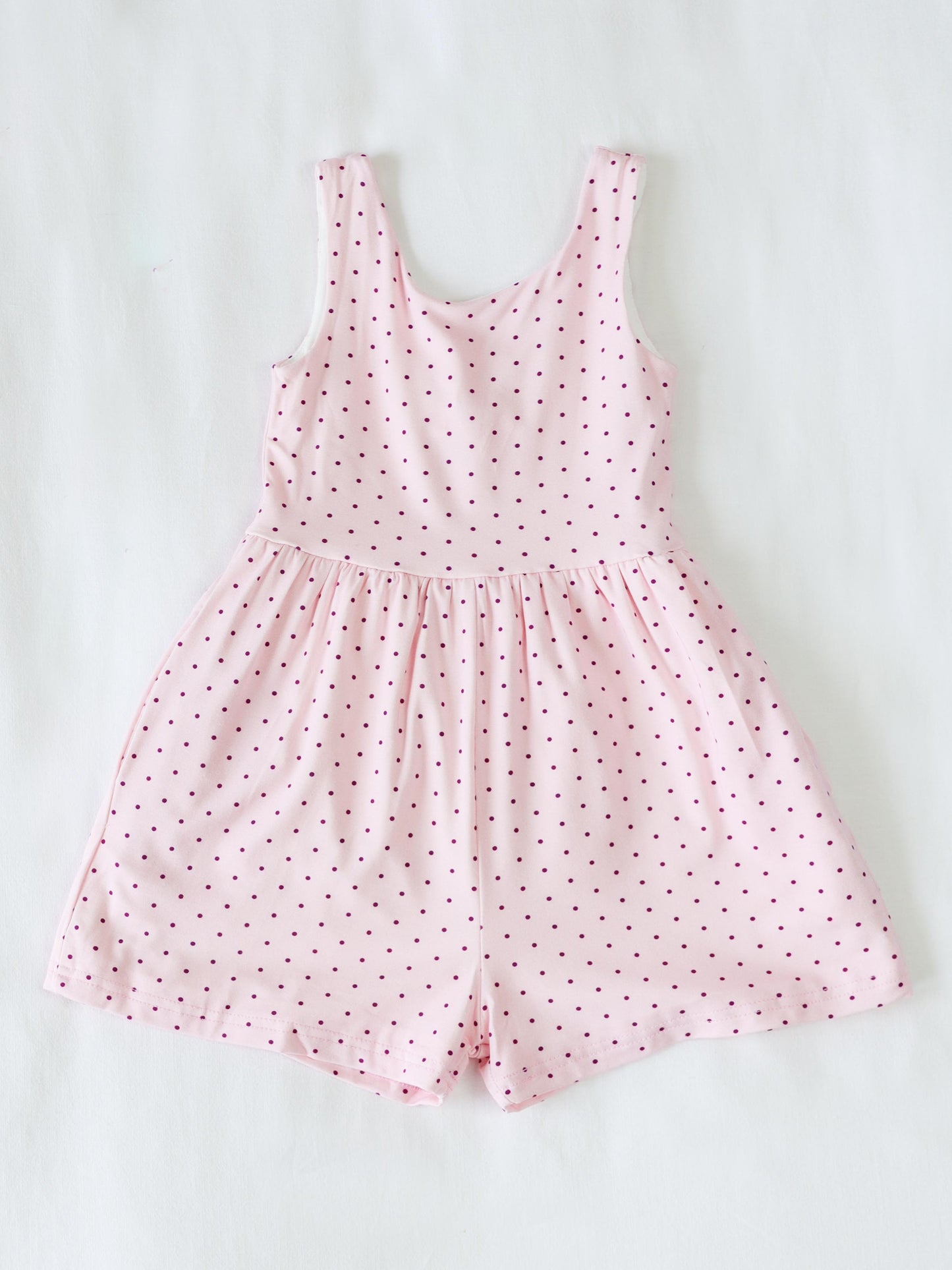 Short Leggy Romper - Purple Dotty