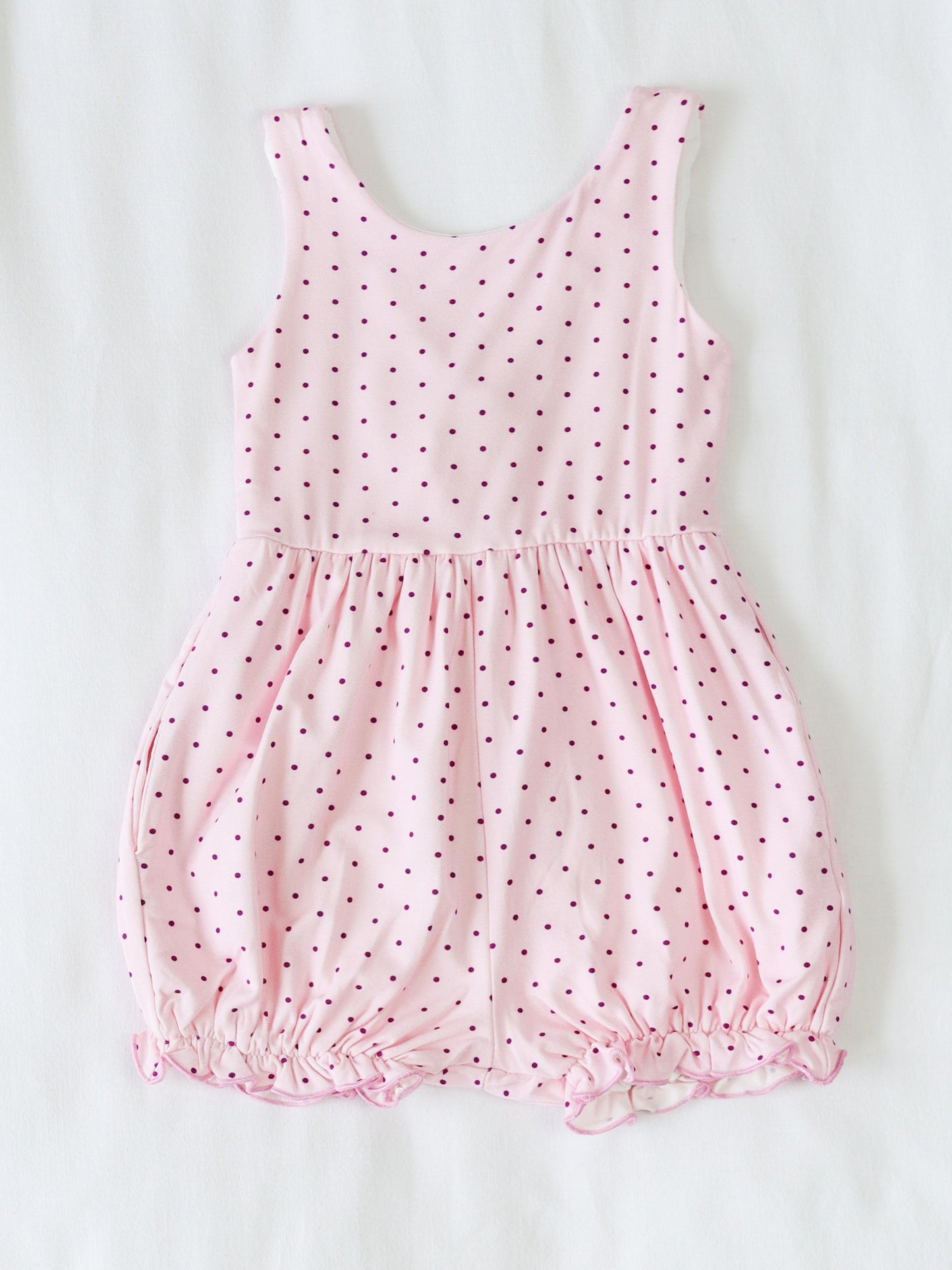 Short Leggy Romper - Purple Dotty