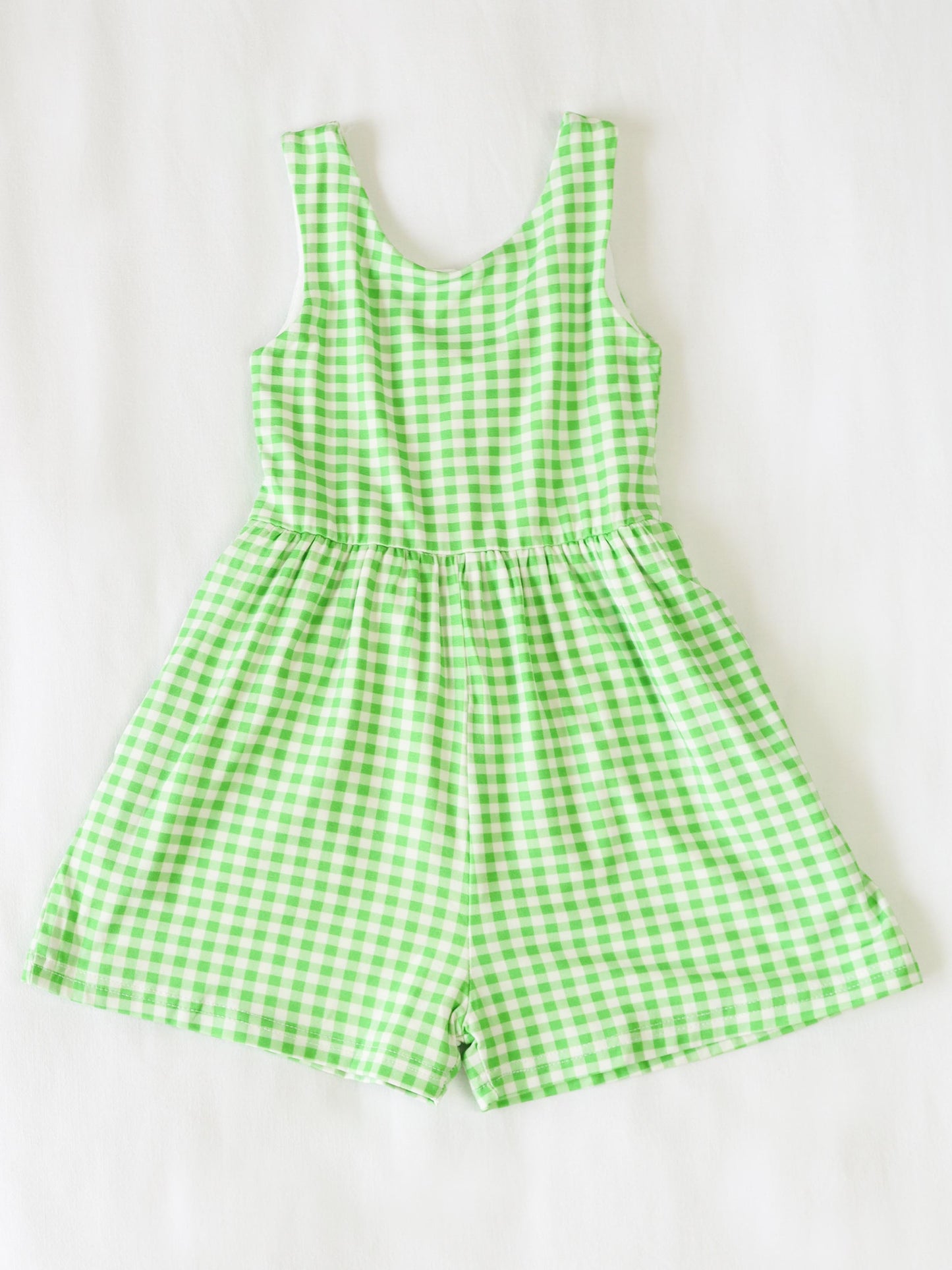 Short Leggy Romper - Lemon Lime Check