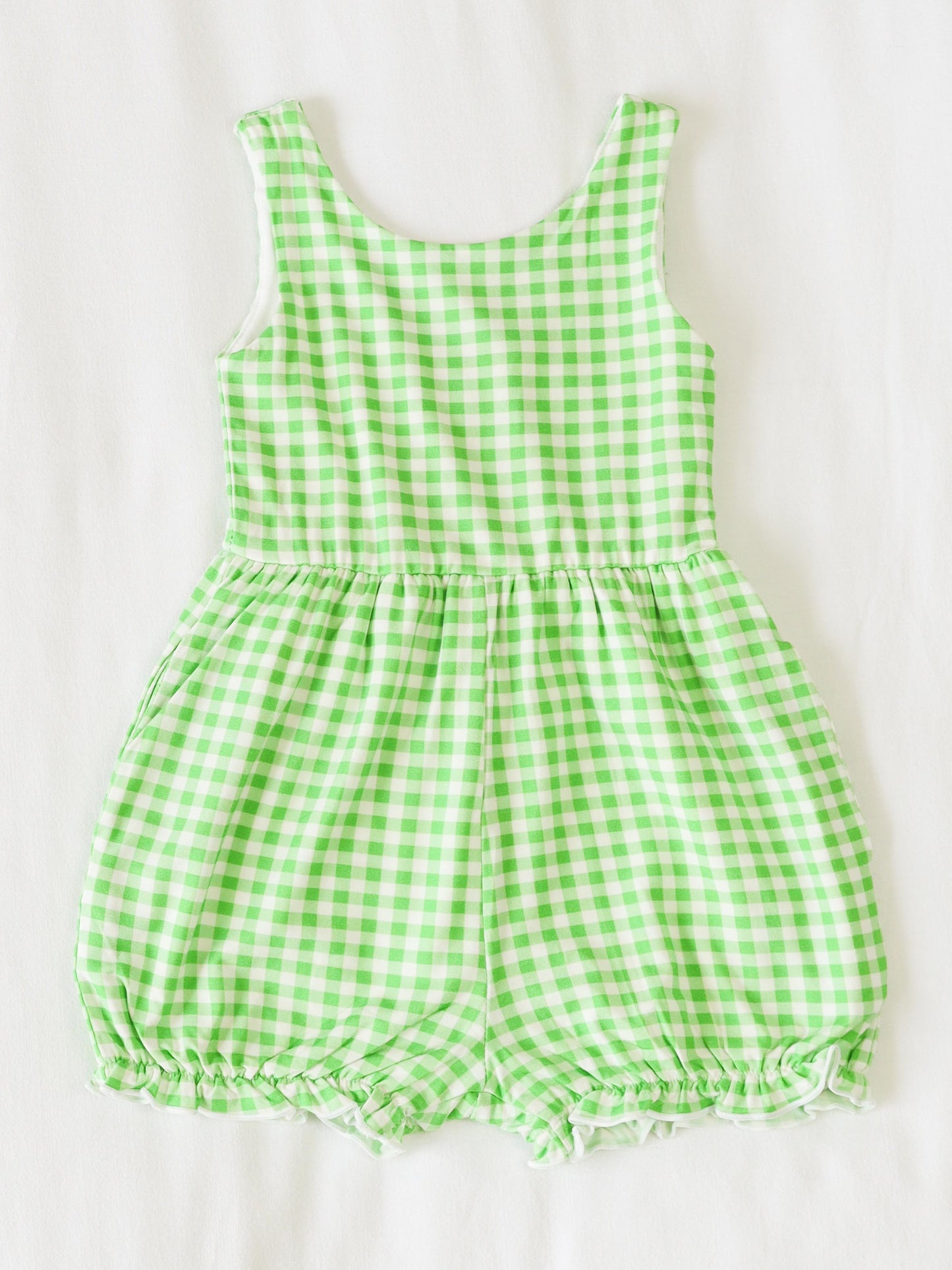 Short Leggy Romper - Lemon Lime Check