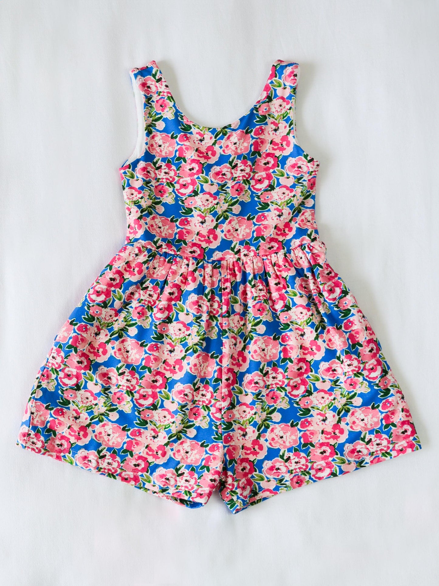 Short Leggy Romper - Joyful Poppies