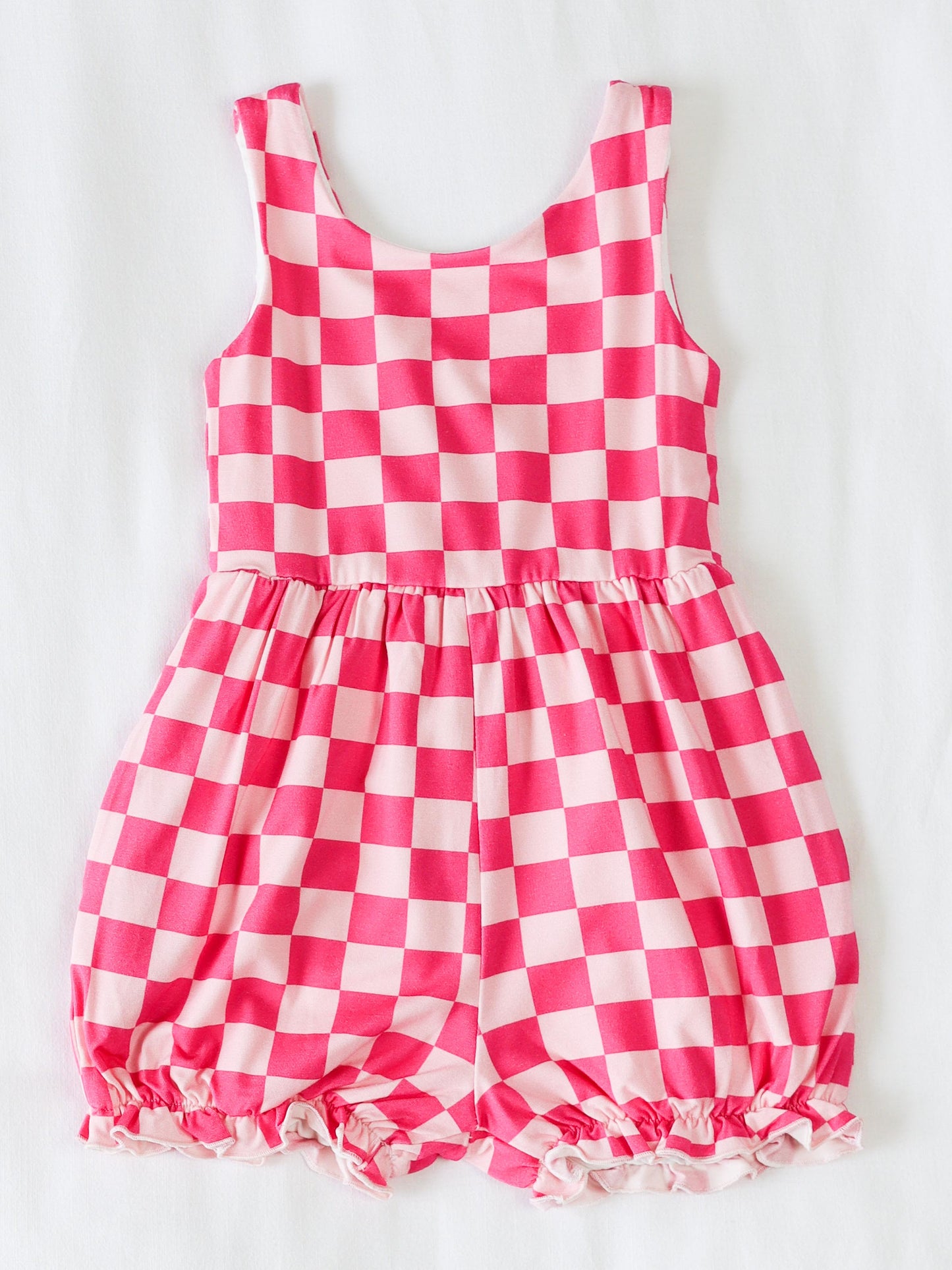 Short Leggy Romper - Checkered Pinks