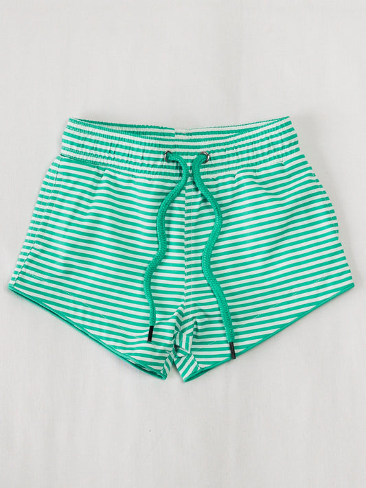 Boy's Swim Trunks - Green Stripe