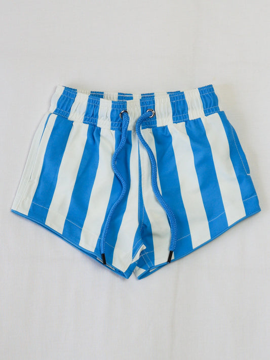 Boy's Swim Trunks - Beachy Blue Stripes