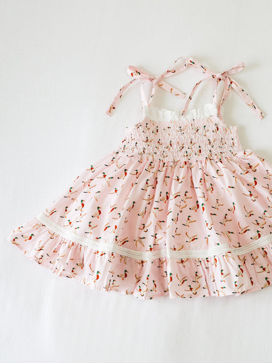 Audrey Smocked Dress - Fly Away Pink