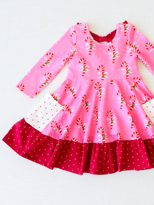 Flair Dress - Candy Cane Bubblegum