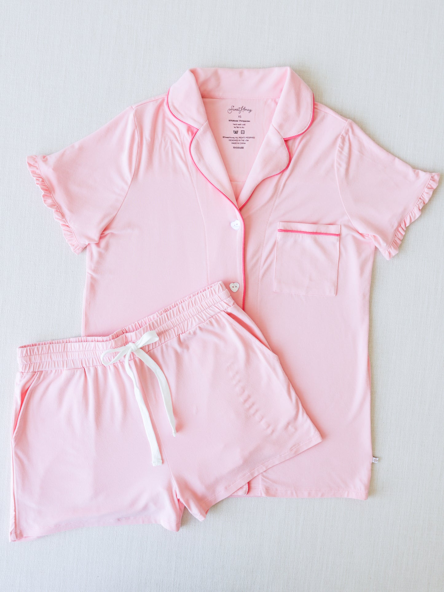 Women's Relaxed Pajama Set - Rose Cloud