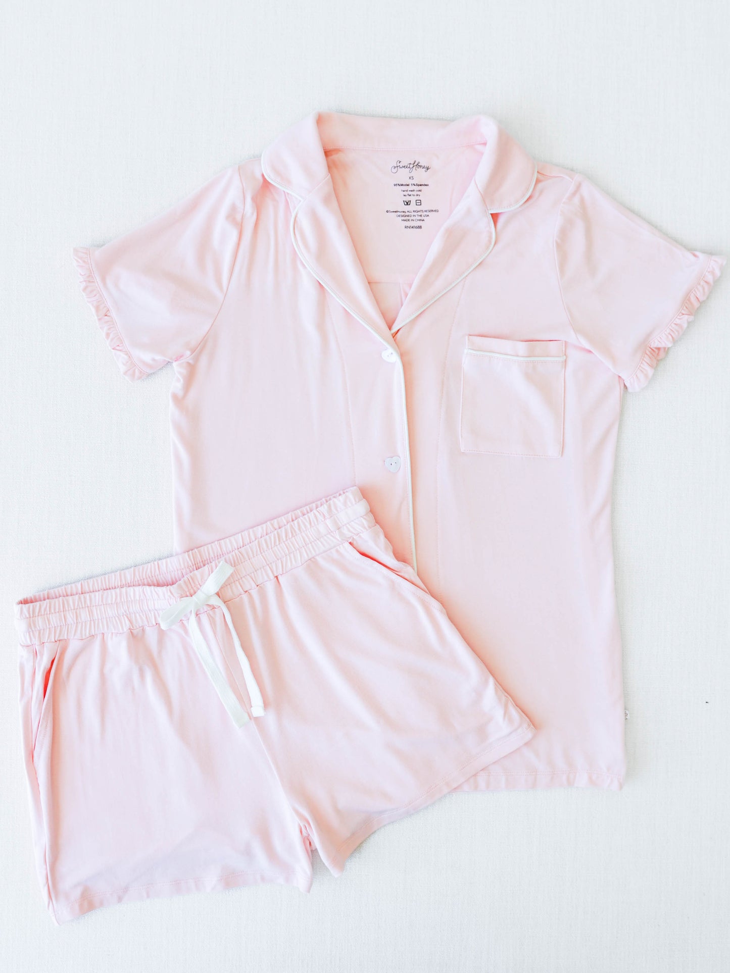 Women's Relaxed Pajama Set - Light Blush - SweetHoney Clothing