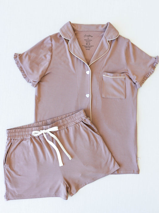Women's Relaxed Pajama Set - Sandy Brown