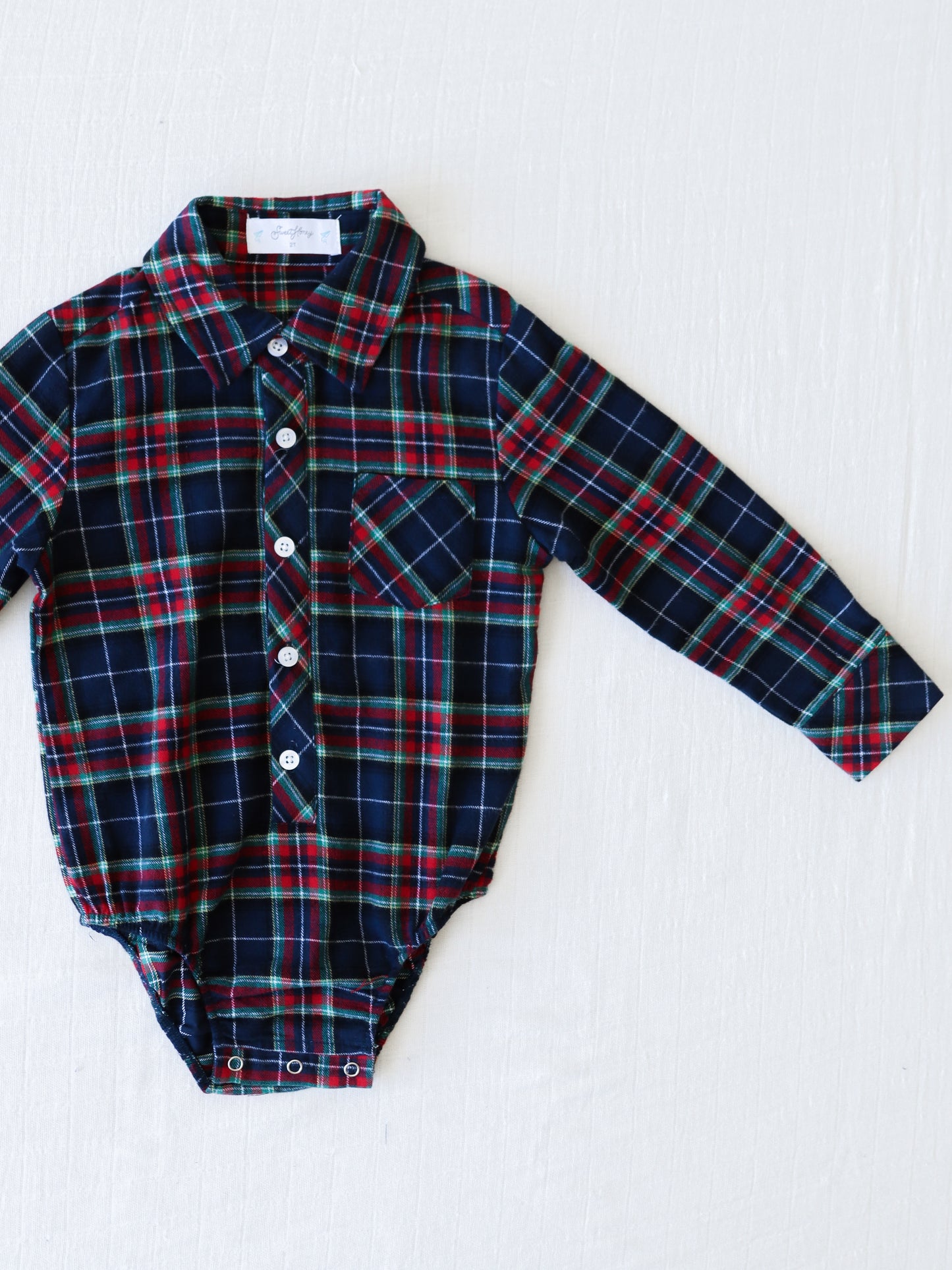 Boy's Button Up Shirt - Navy Midnight Plaid