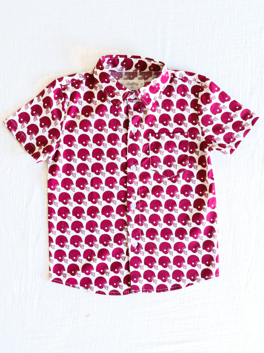 Gameday Button Up Shirt - Touch Down Maroon