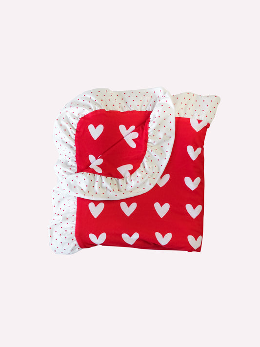 Dreamer Ruffled Blanket - Heartbreaker in Red