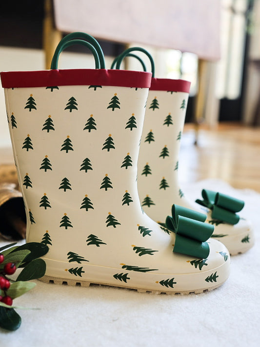 Cheery Rain Boots - Fir Trees