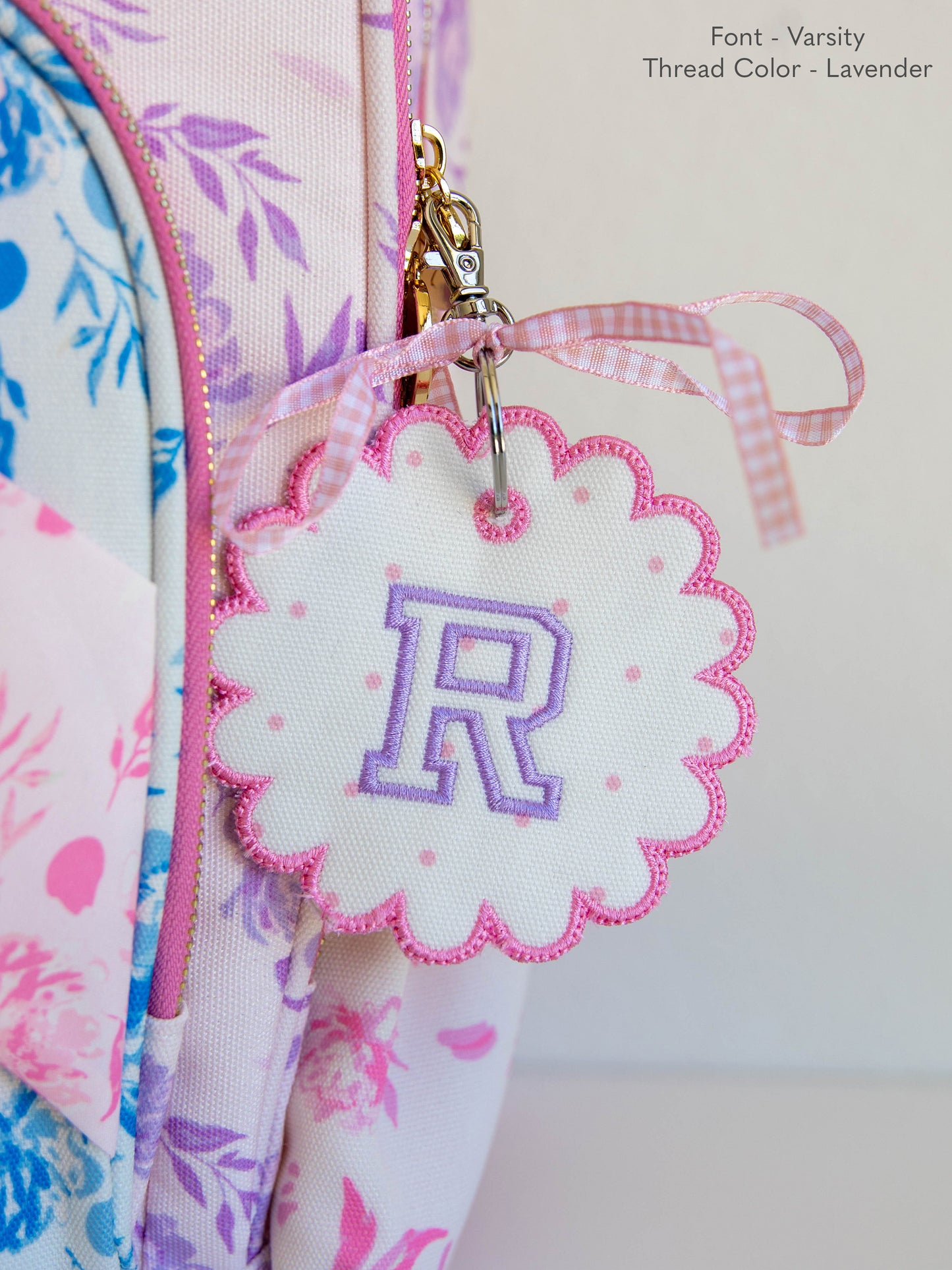 Monogrammed Go Everywhere Tag - Orchid Pink Dot