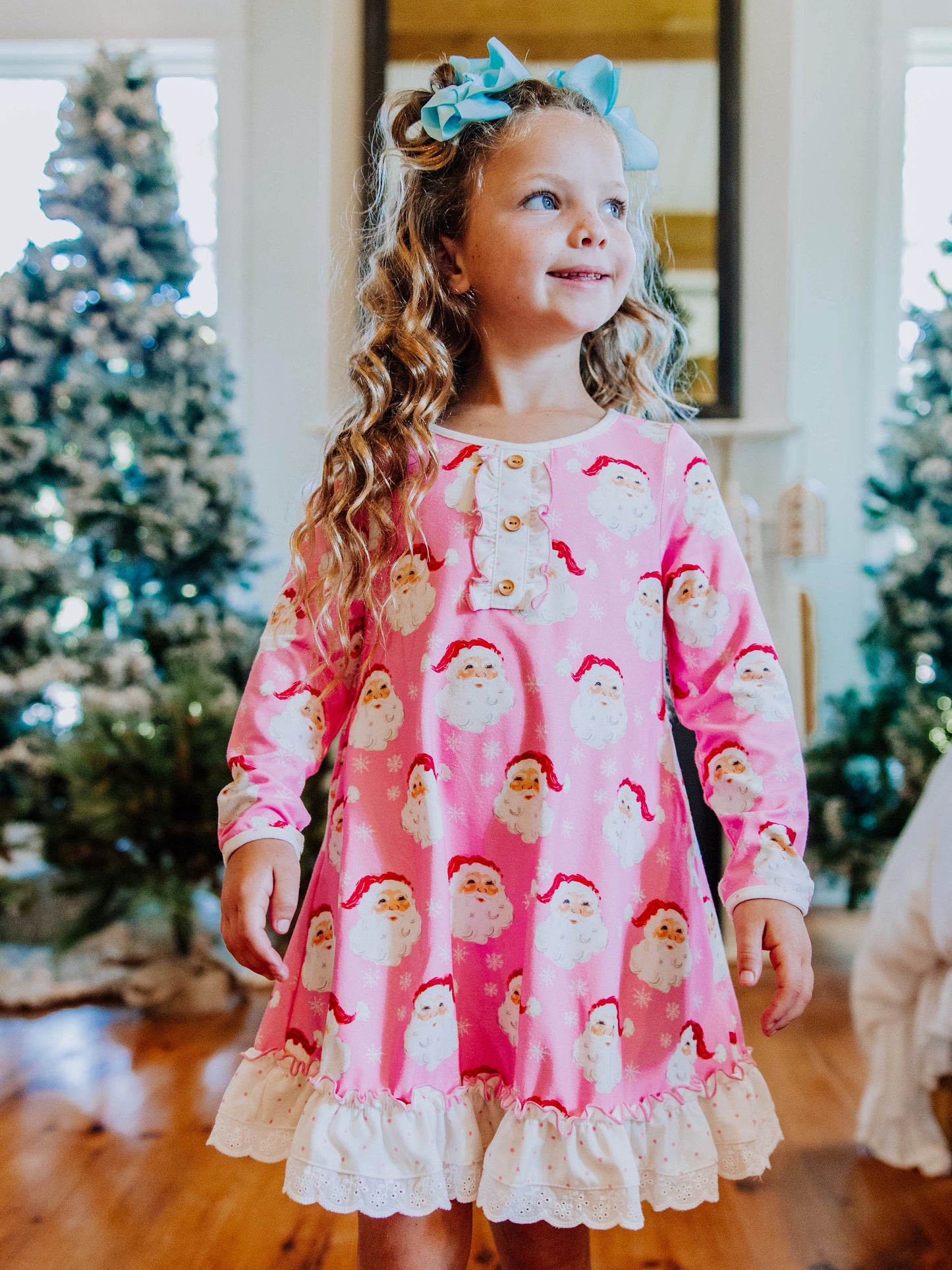 Everyday Play Dress - Jolly St Nick in Pink