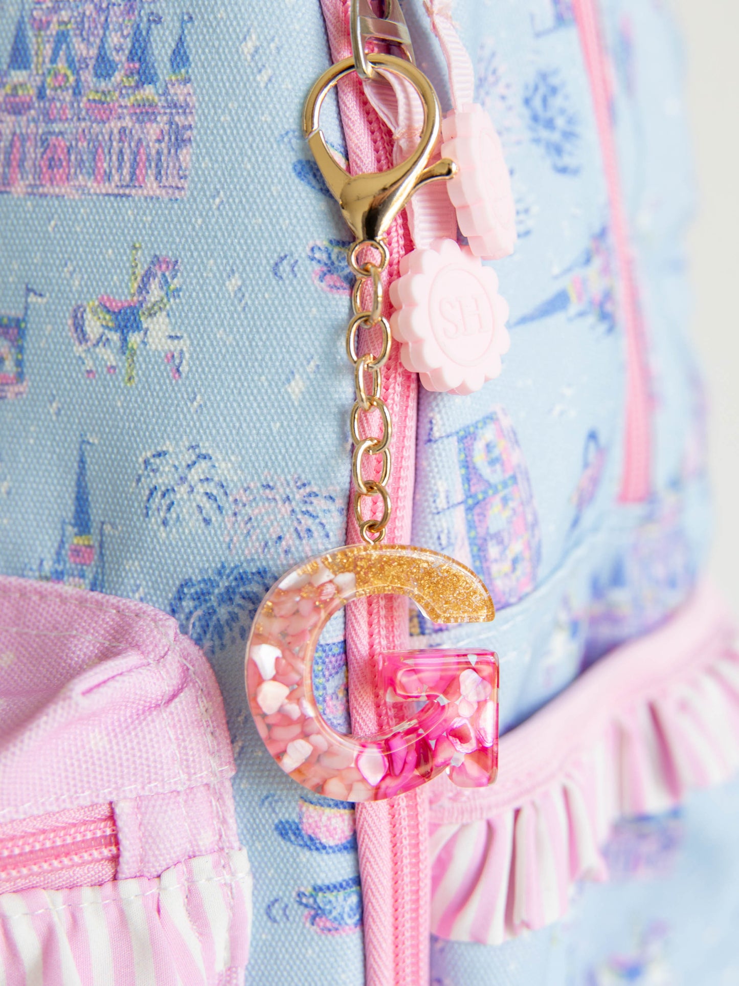 Letter Key Chain - Pink Pebbles