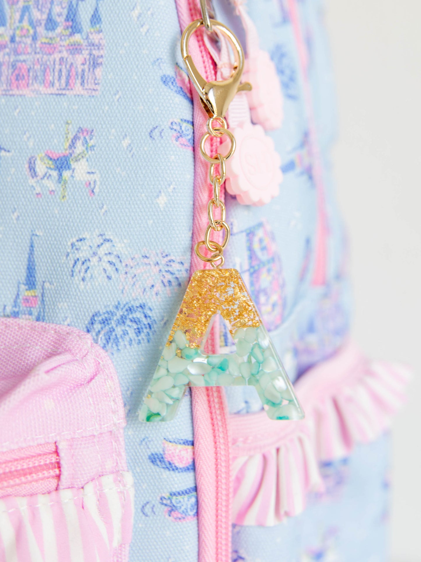 Letter Key Chain - Blue Pebbles