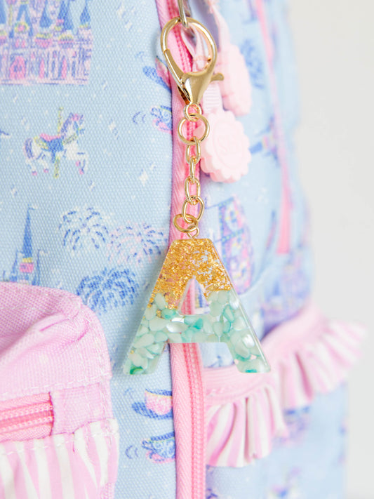 Letter Key Chain - Blue Pebbles