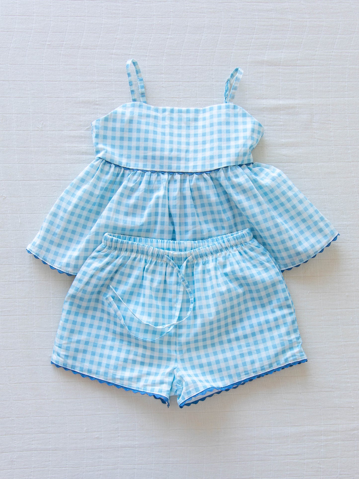 Ellie Tie Set - Blue Gingham