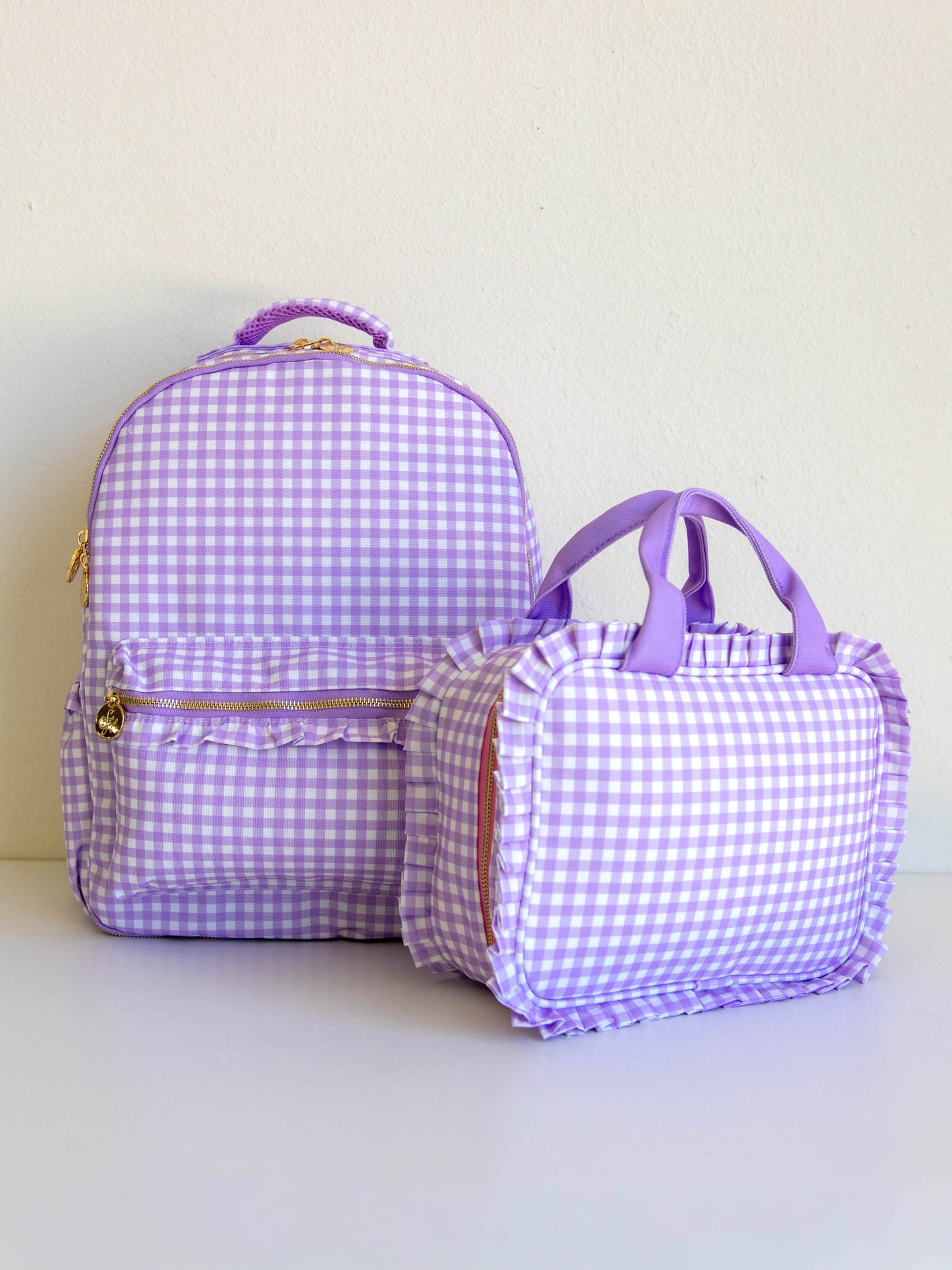 Ruffled Lunch Kit - Lavender Gingham