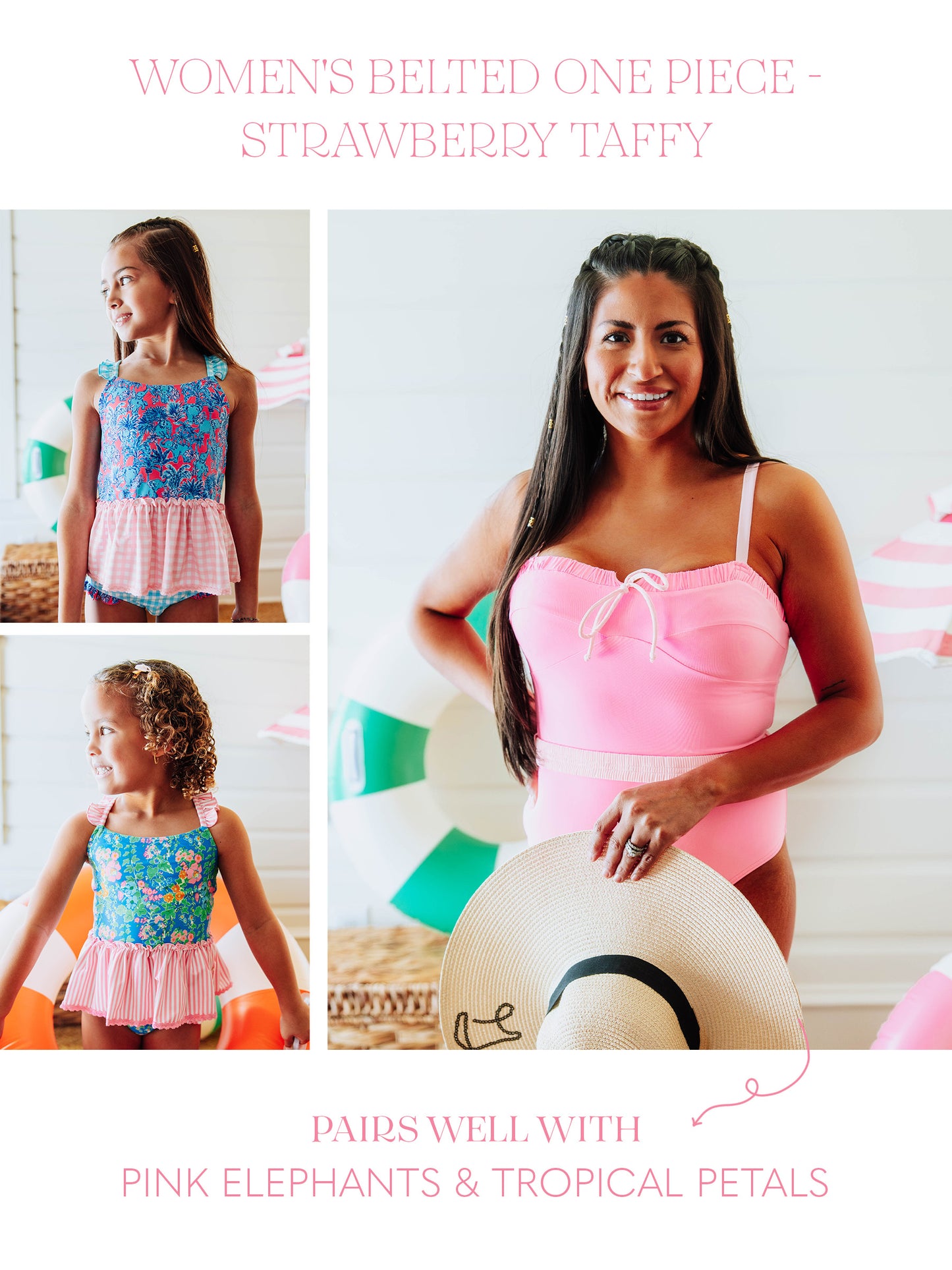 Women's Belted One Piece - Strawberry Taffy