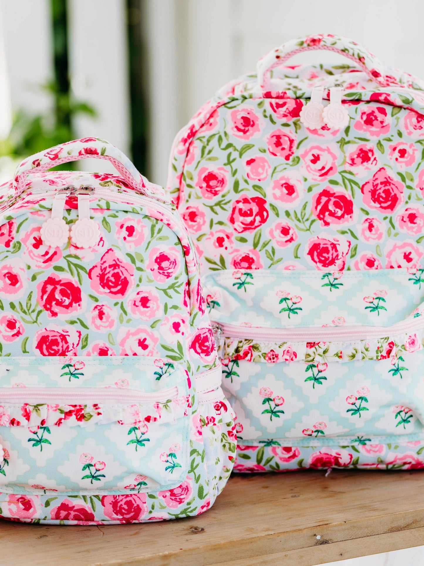 Ridley Backpack - Covered in Roses on Aqua