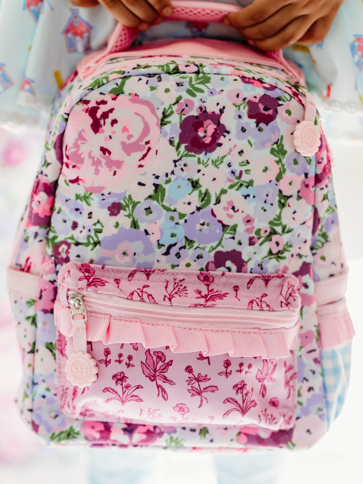 Lunch Bag with Floral Print for Girls, Happy - rose, Girls