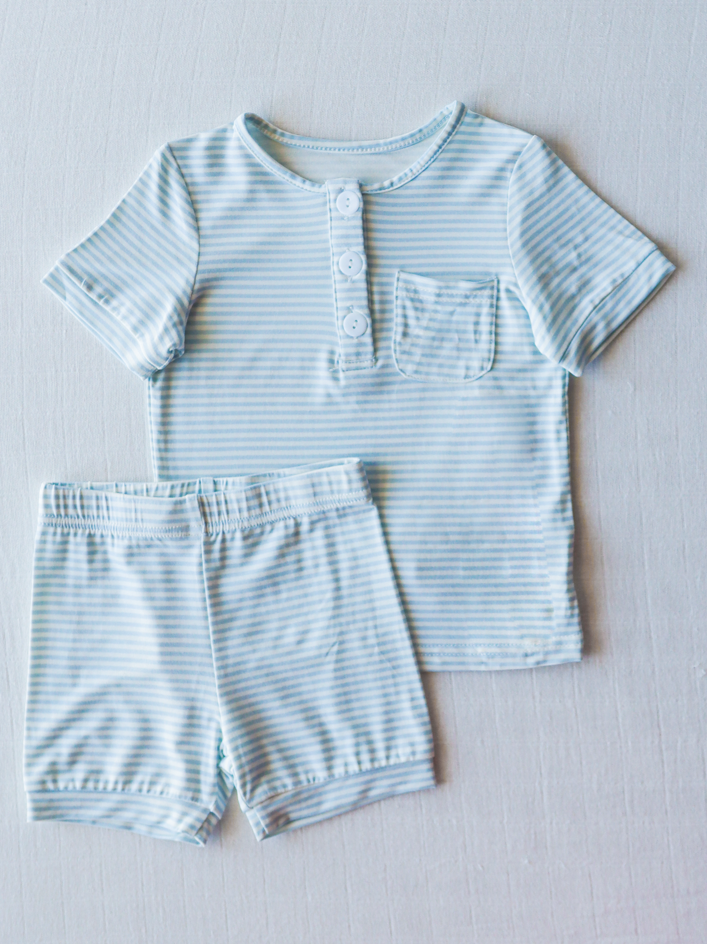 Cloud Short Set Pajamas - Sky Blue Stripes