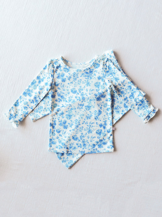 Cloud Fitted Ruffled Pajamas - Blooming Blues