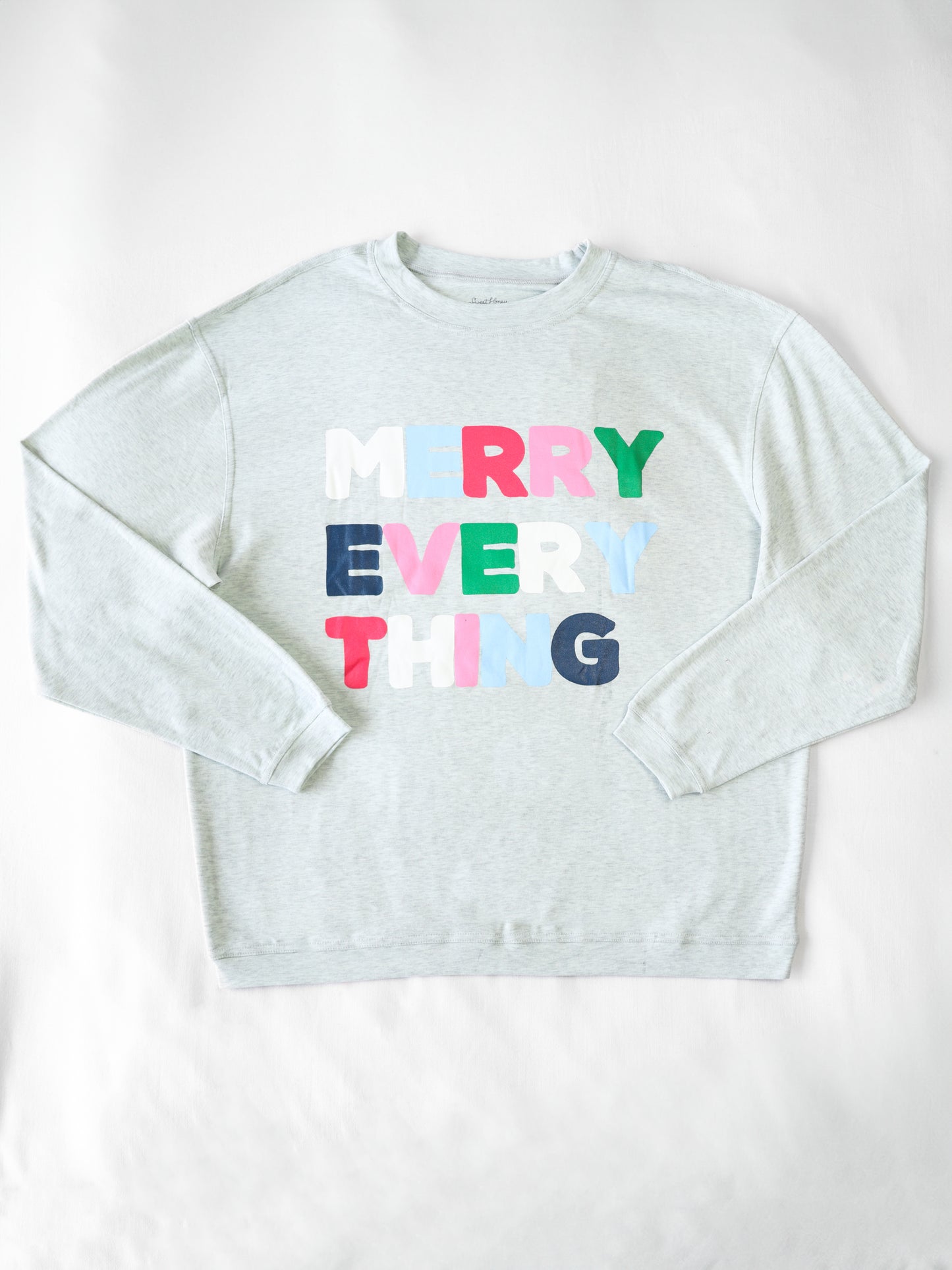 Women's Oversized Warm Knit Sweatshirt - Merry Everything on Gray