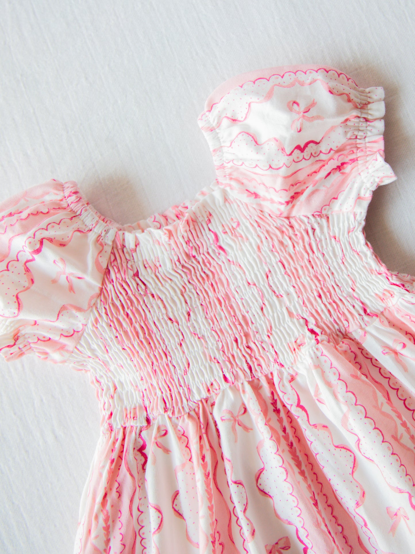 Puff Sleeve Dress - Pink Lace