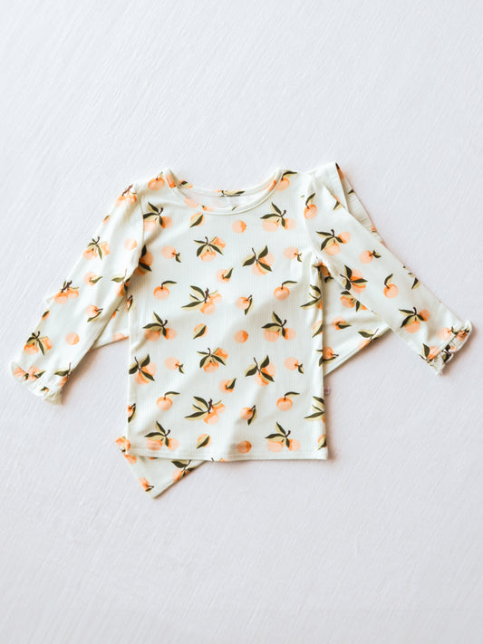 Cloud Fitted Ruffled Pajamas - Oranges Stripe