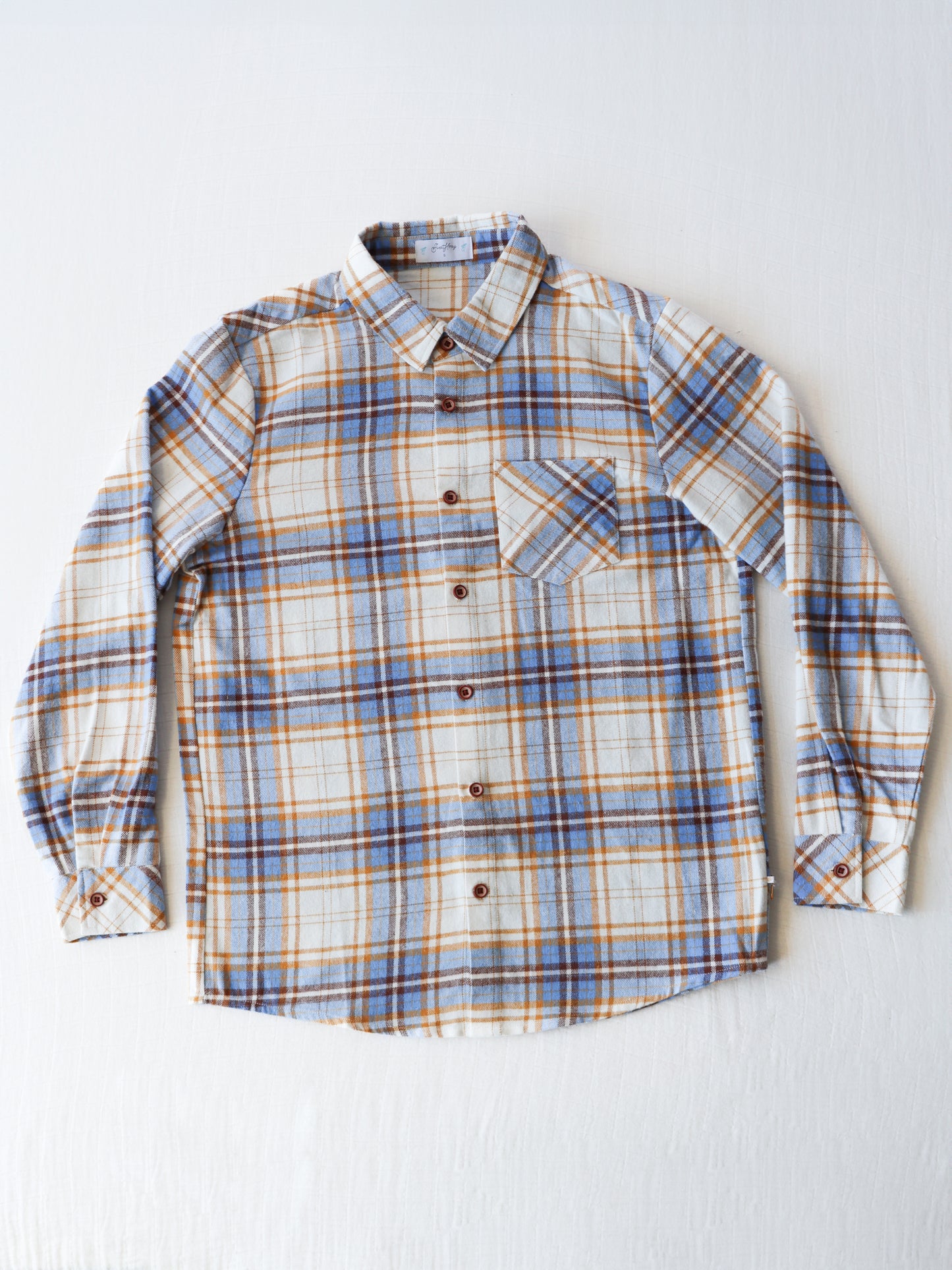 Men's Button Up Shirt - Blue Stone Plaid