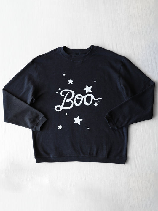 Women’s Oversized Warm Knit Sweatshirt  - Spooky Night Sky