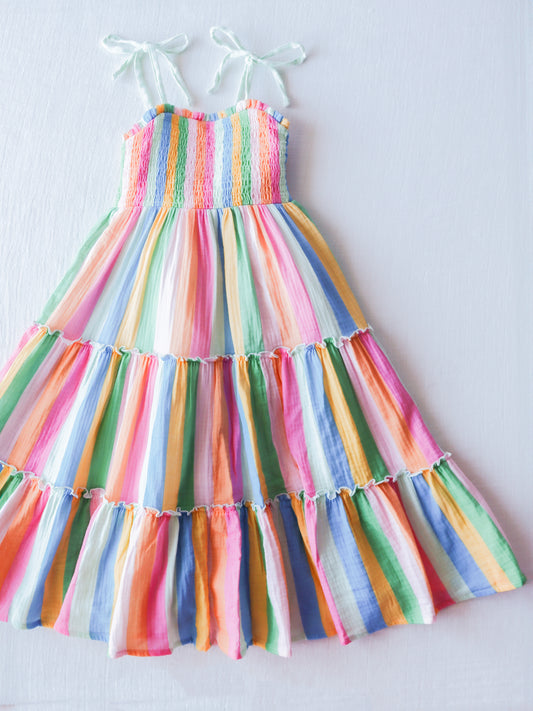 Beach Dress - Rainbow Stripes