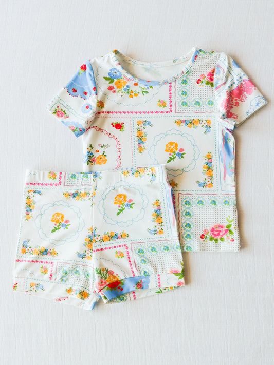 Cloud Fitted Short Set Pajamas - Spring Patchwork