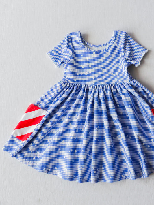 Ribbed Knit Dress - Starry Stripes
